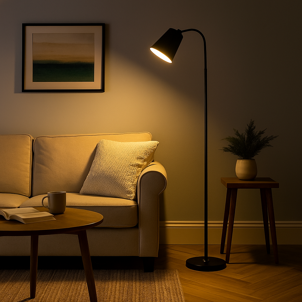 Modern Scandinavian Floor Lamp - Minimalist Wood and Metal Design for Elegant Interiors - E27 Socket 0