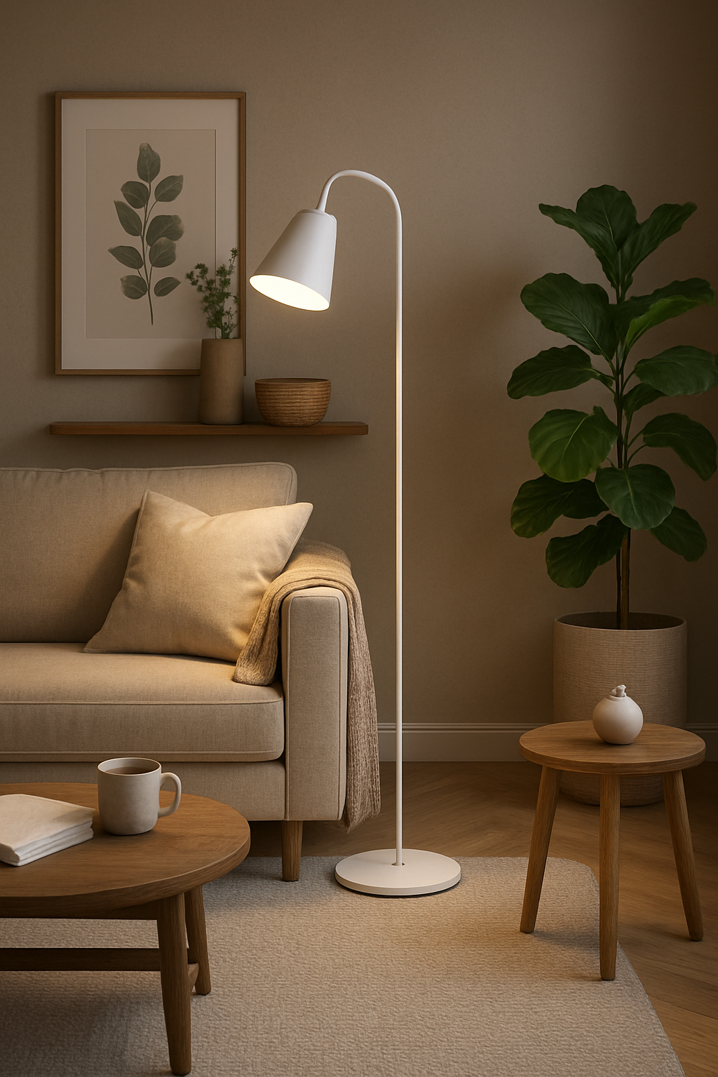 Modern Scandinavian Floor Lamp - Minimalist Wood and Metal Design for Elegant Interiors - E27 Socket 4