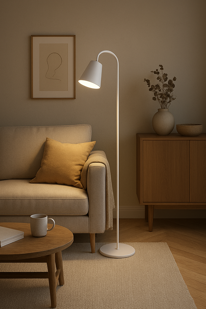 Modern Scandinavian Floor Lamp - Minimalist Wood and Metal Design for Elegant Interiors - E27 Socket 5