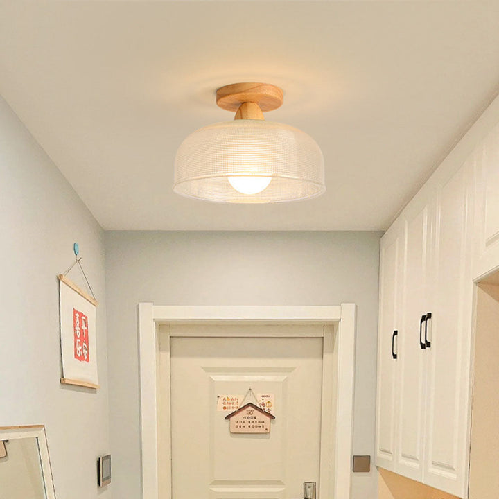 Modern Solid Wood and Glass Ceiling Lamp - Elegant Design for Living Room and Bedroom 3