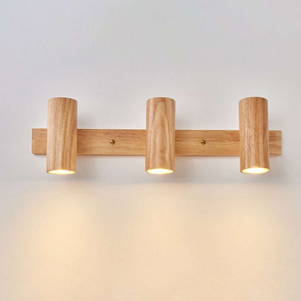 Modern Wooden Wall Light - Minimalist Track Spotlight Sconce with Adjustable Heads 1