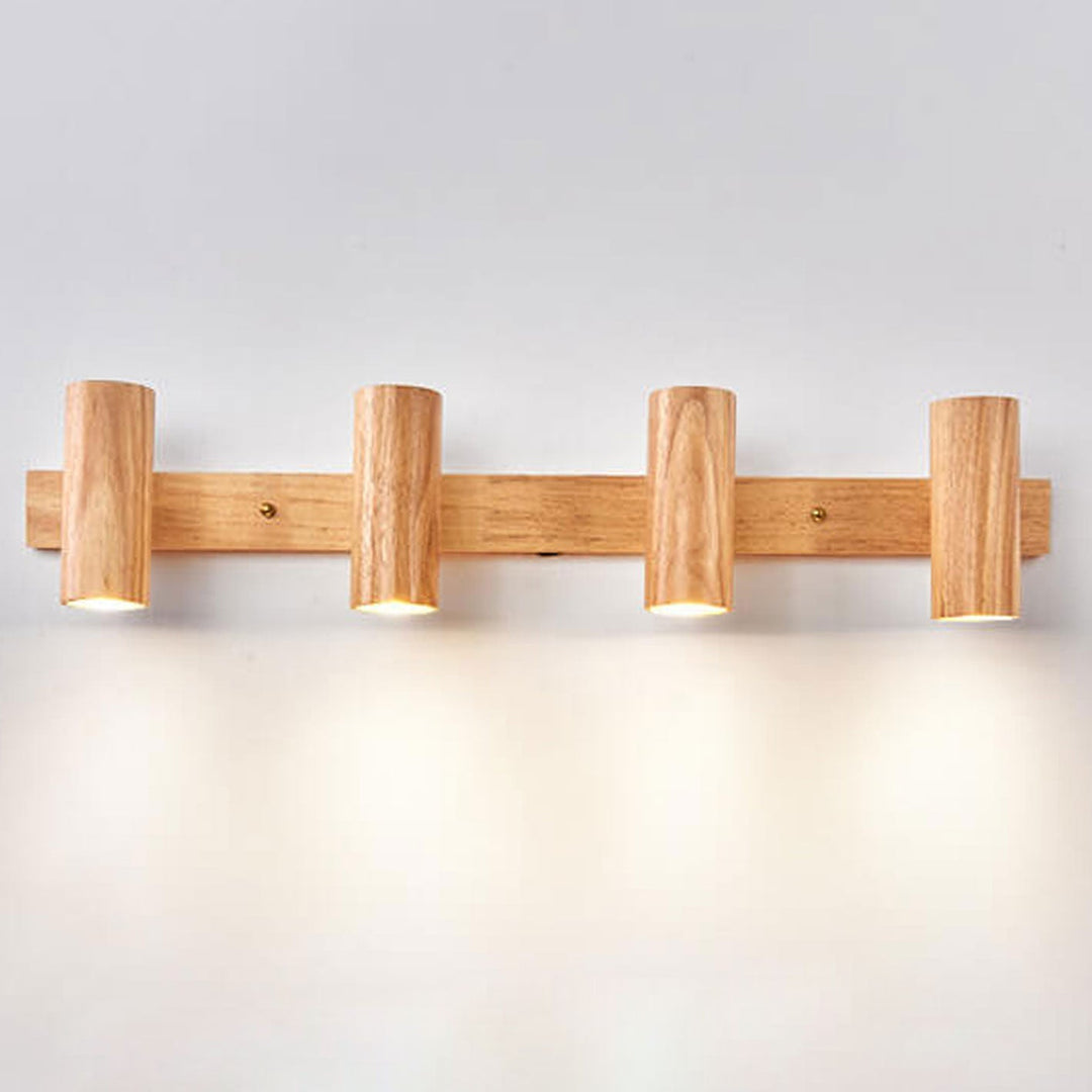 Modern Wooden Wall Light - Minimalist Track Spotlight Sconce with Adjustable Heads 3