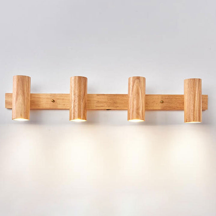 Modern Wooden Wall Light - Minimalist Track Spotlight Sconce with Adjustable Heads 3
