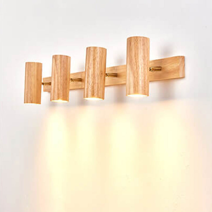 Modern Wooden Wall Light - Minimalist Track Spotlight Sconce with Adjustable Heads 4