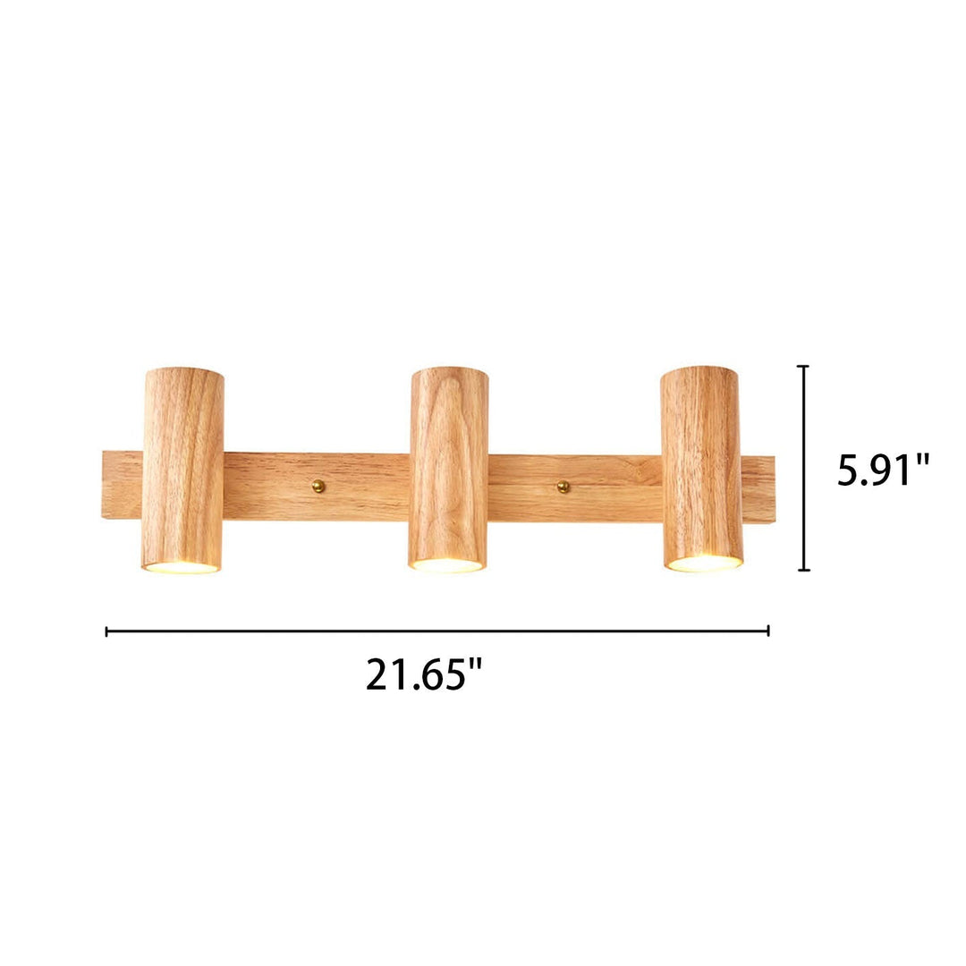 Modern Wooden Wall Light - Minimalist Track Spotlight Sconce with Adjustable Heads 5