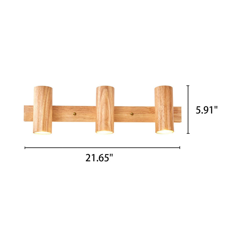 Modern Wooden Wall Light - Minimalist Track Spotlight Sconce with Adjustable Heads 5