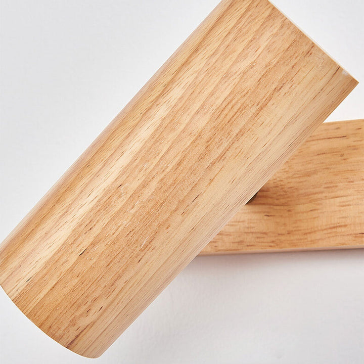 Modern Wooden Wall Light - Minimalist Track Spotlight Sconce with Adjustable Heads 8