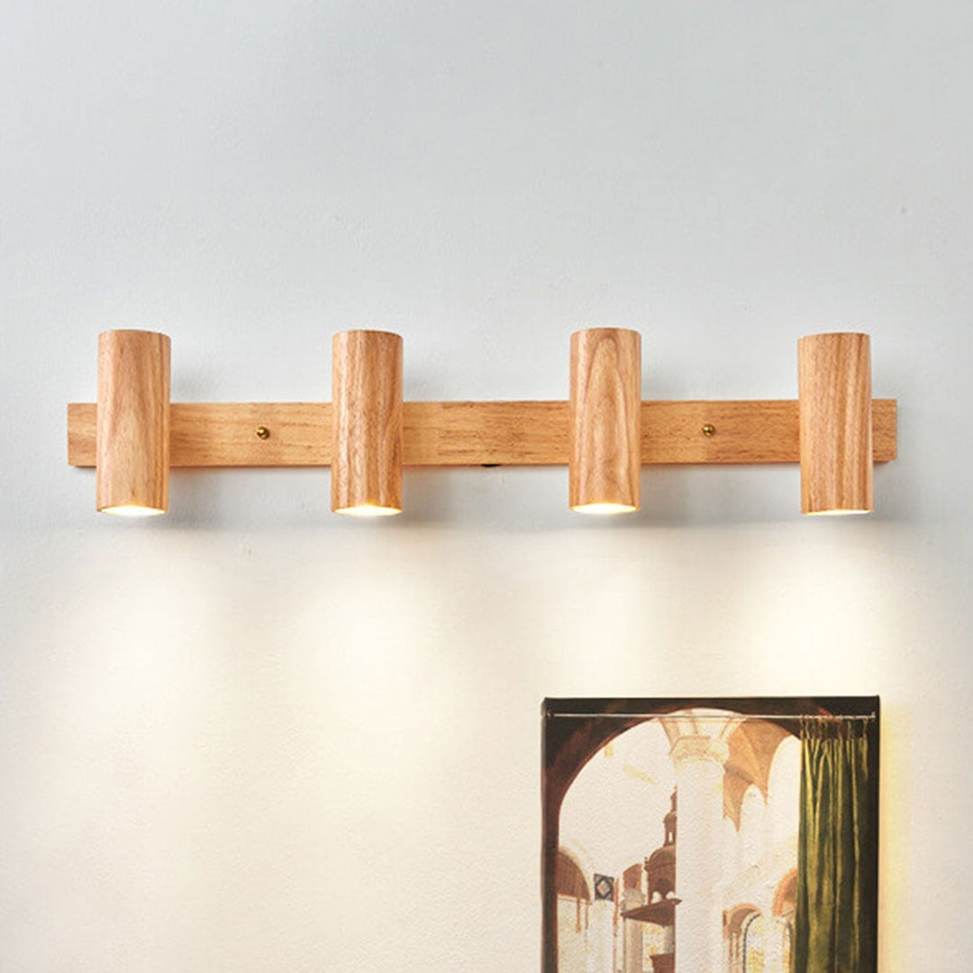 Modern Wooden Wall Light - Minimalist Track Spotlight Sconce with Adjustable Heads 9