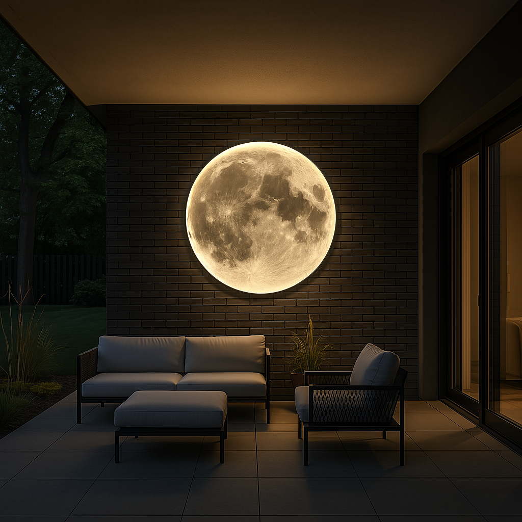 Moon Wall Lamp with LED Light - Modern Celestial Design for Indoor and Outdoor Use 1