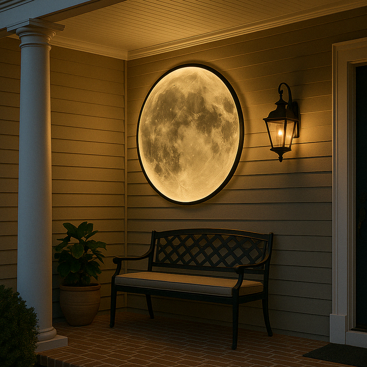 Moon Wall Lamp with LED Light - Modern Celestial Design for Indoor and Outdoor Use 3