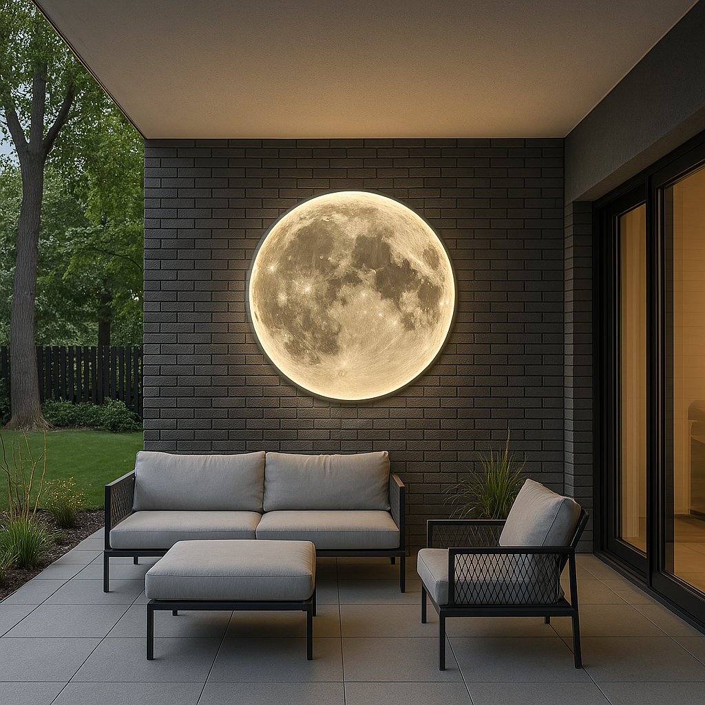 Moon Wall Lamp with LED Light - Modern Celestial Design for Indoor and Outdoor Use 5