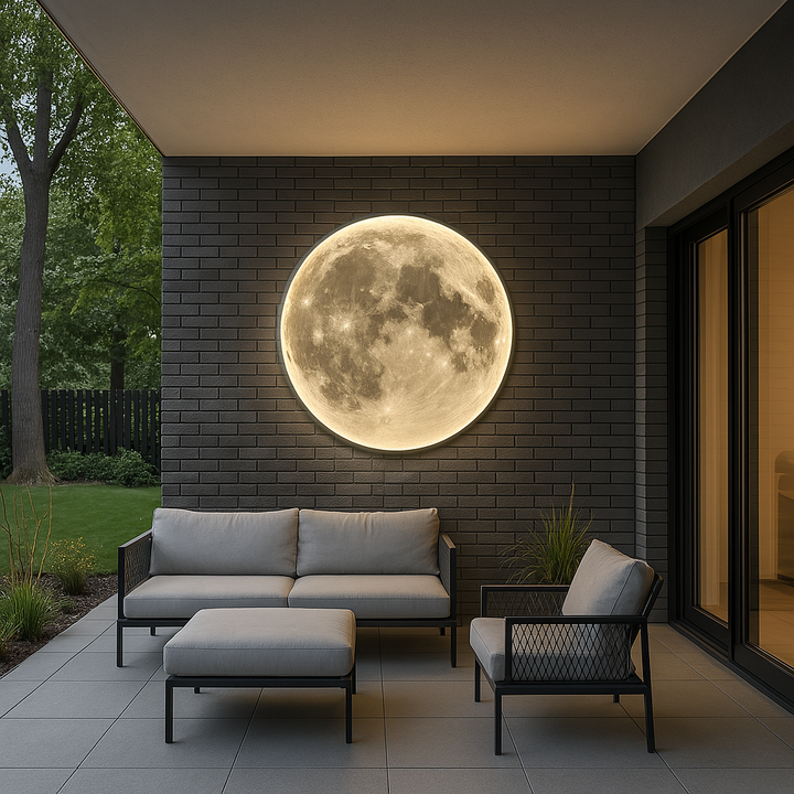 Moon Wall Lamp with LED Light - Modern Celestial Design for Indoor and Outdoor Use 5