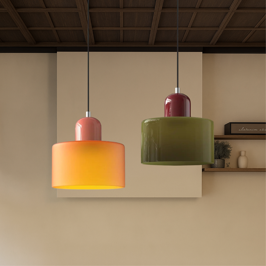 Bauhaus Coloured Glass Pendant Light - View 5