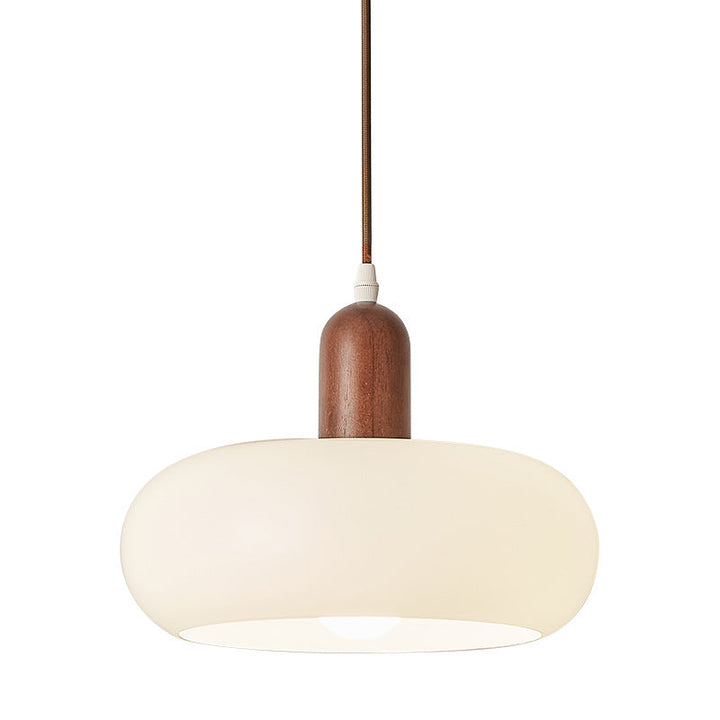 Nordic Cream Pendant Light - Scandinavian Kitchen Pendant Lighting with Adjustable Height and Glass Detail for Dining Room or Bar 3