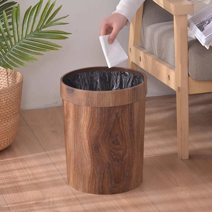 Nordic Style Minimalist Wood Garbage Bin, 8L Kitchen Trash Can for Small Spaces - Durable and Lightweight Design 0