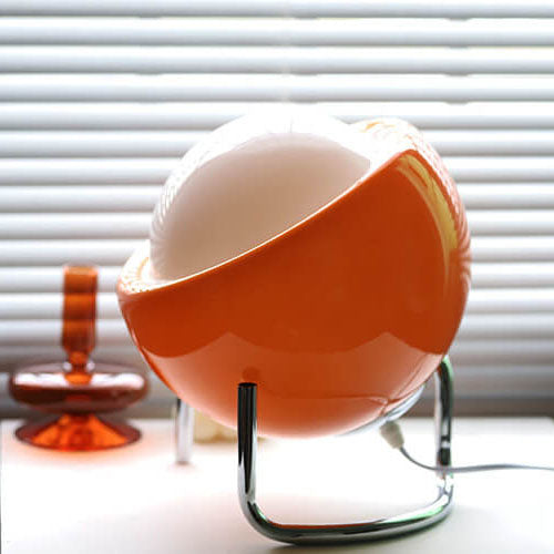 Nordic Vintage Orange Glass Table Lamp - Retro Scandinavian Design for Bedside or Desk Use 1