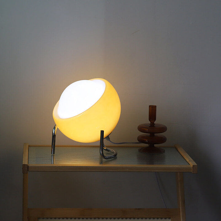 Nordic Vintage Orange Glass Table Lamp - Retro Scandinavian Design for Bedside or Desk Use 2
