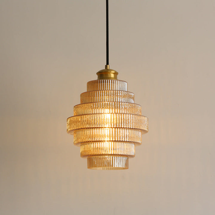 Vintage Tiered Glass Pendant Light - View 7