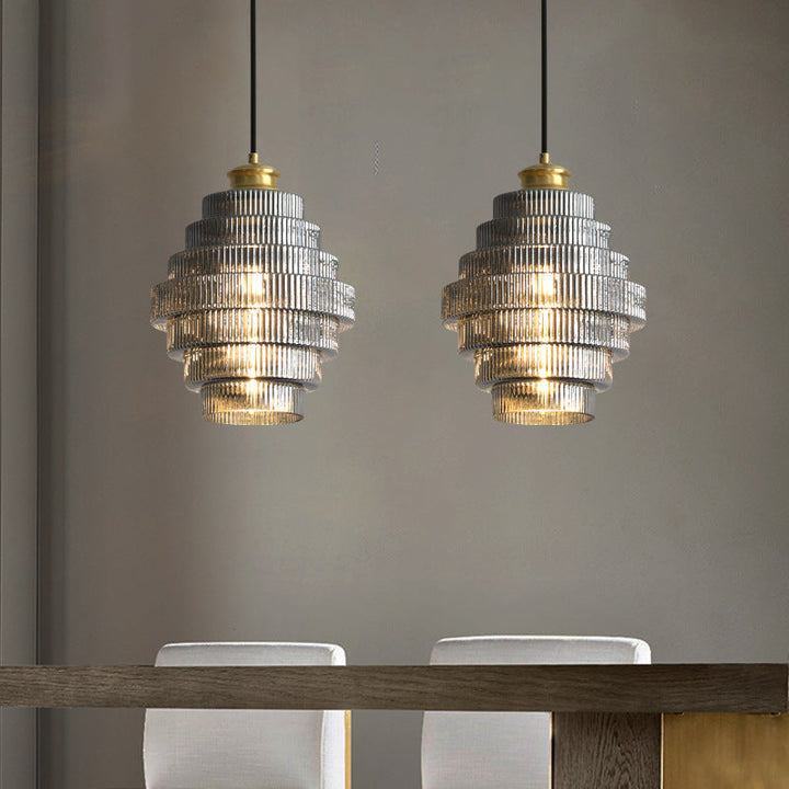 Vintage Tiered Glass Pendant Light - View 6