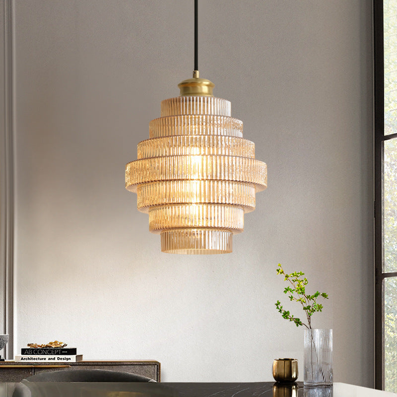 Vintage Tiered Glass Pendant Light - View 2