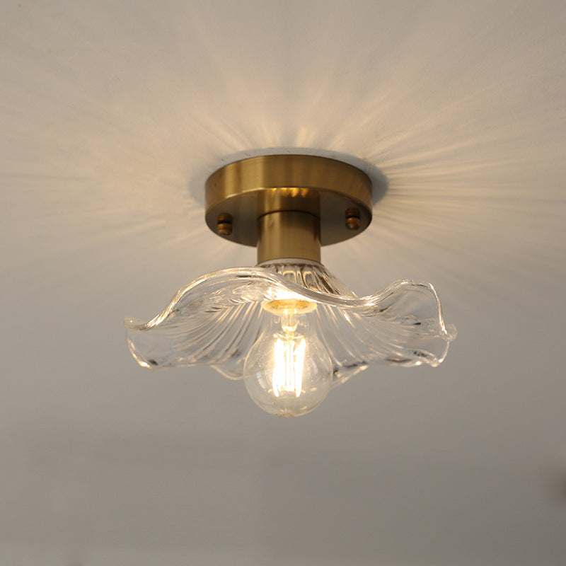 Vintage Floral Glass Ceiling Light in Clear