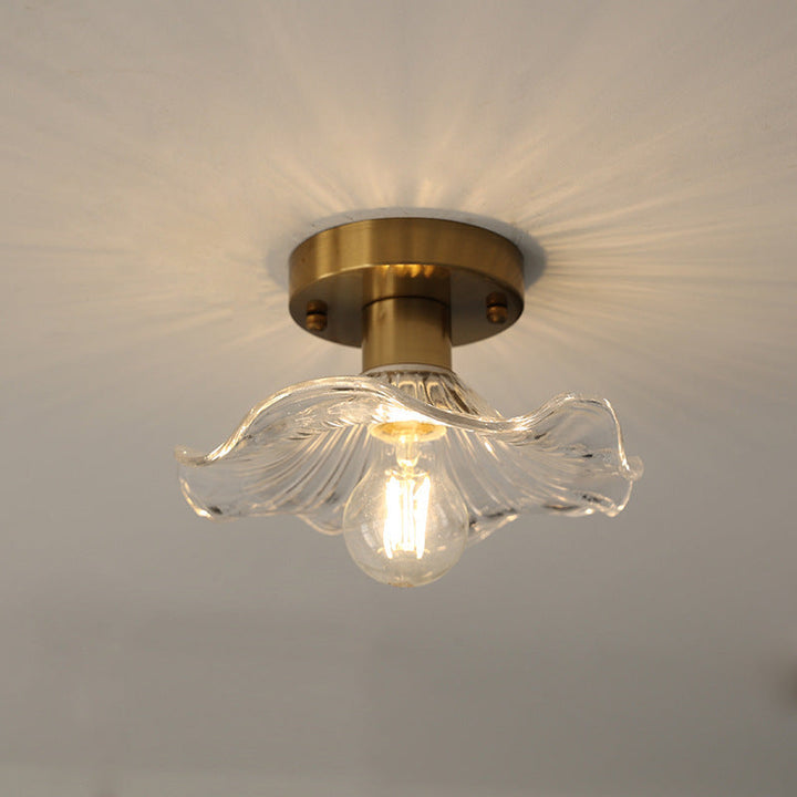 Vintage Floral Glass Ceiling Light in Clear