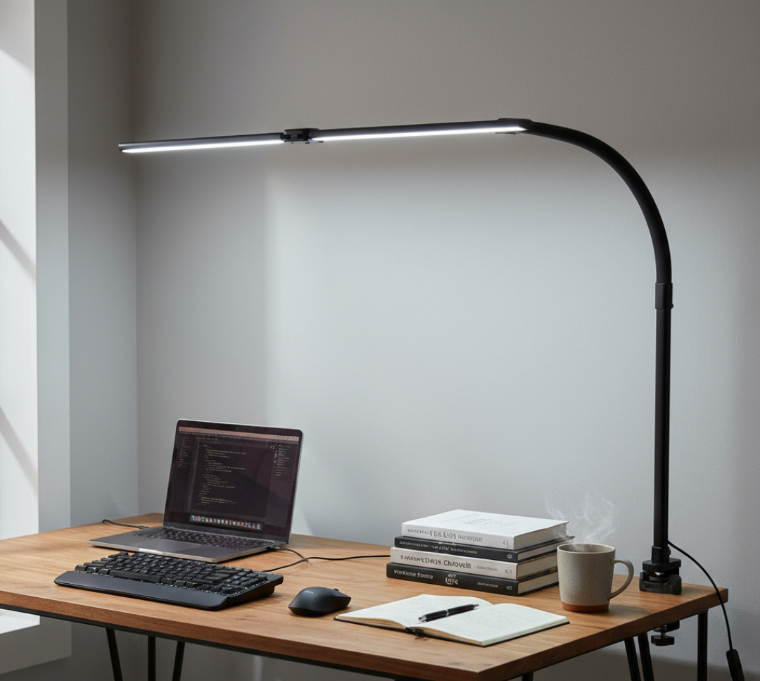 Clamp Desk Lamp in Black - L 73 cm (28.7") W 5.5 cm (2.1") H 68 cm (26.8")
