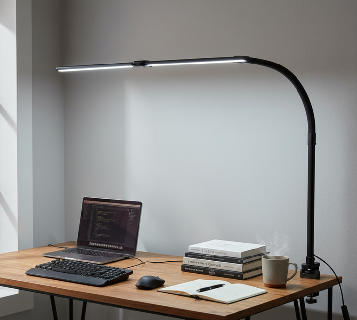 Clamp Desk Lamp in Black - L 73 cm (28.7") W 5.5 cm (2.1") H 68 cm (26.8")