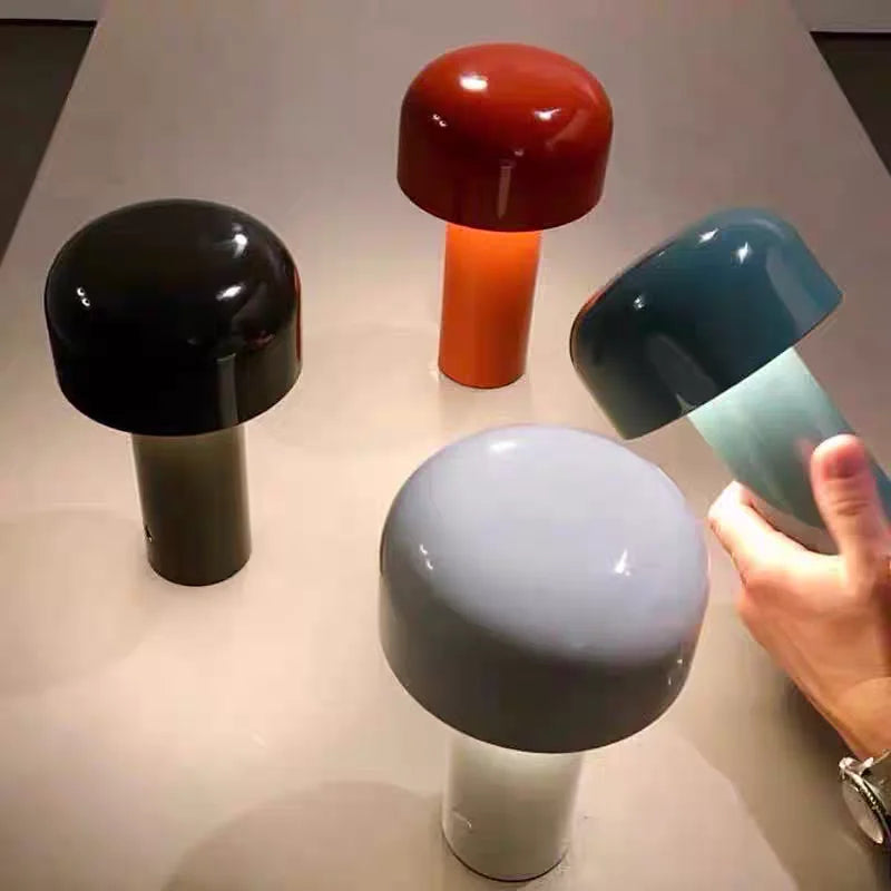 Portable LED Mushroom Table Lamp - Touch Control Cordless Bedside or Desk Light for Modern Decor 0