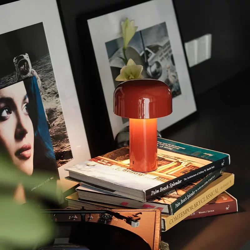 Portable LED Mushroom Table Lamp - Touch Control Cordless Bedside or Desk Light for Modern Decor 1