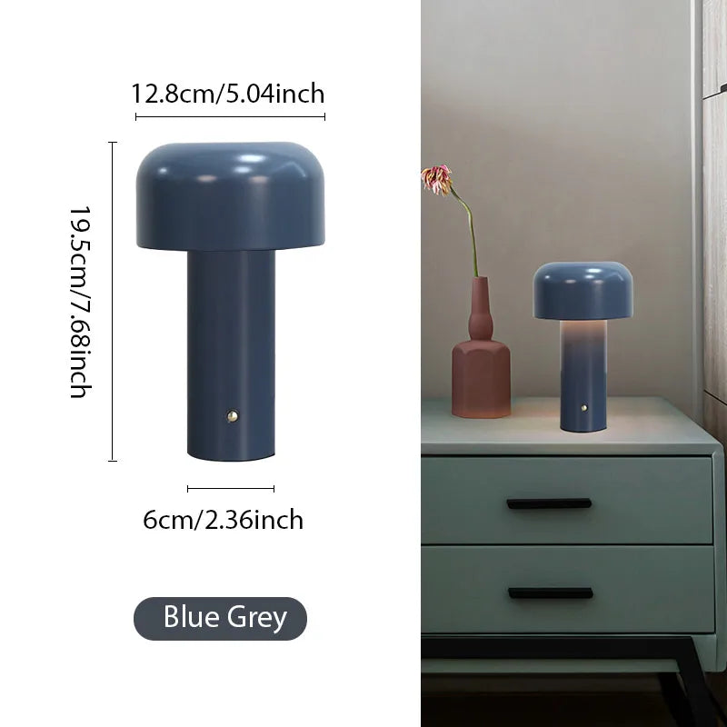 Portable LED Mushroom Table Lamp - Touch Control Cordless Bedside or Desk Light for Modern Decor 6
