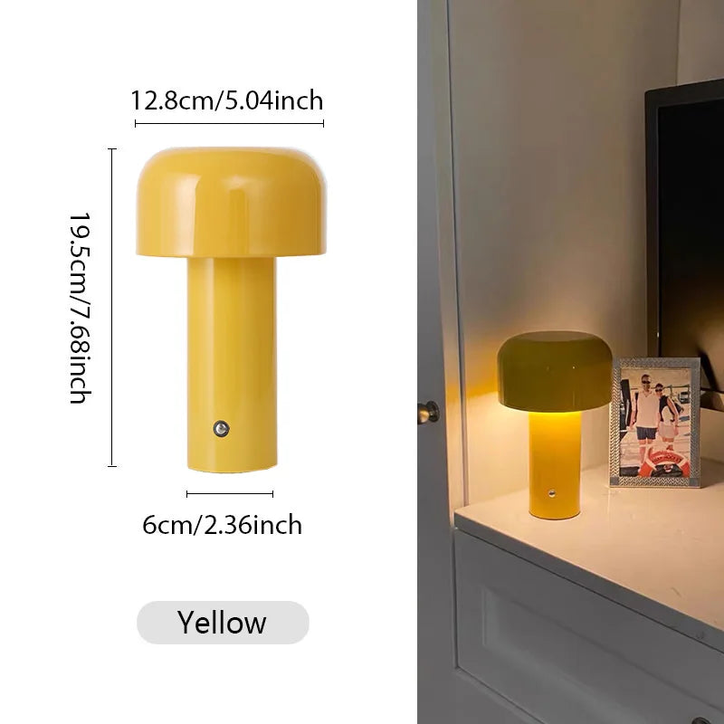 Portable LED Mushroom Table Lamp - Touch Control Cordless Bedside or Desk Light for Modern Decor 8