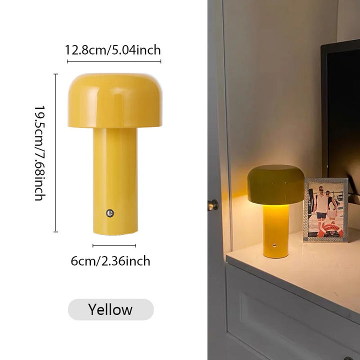 Portable LED Mushroom Table Lamp - Touch Control Cordless Bedside or Desk Light for Modern Decor 8