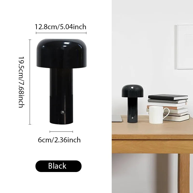 Portable LED Mushroom Table Lamp - Touch Control Cordless Bedside or Desk Light for Modern Decor 9