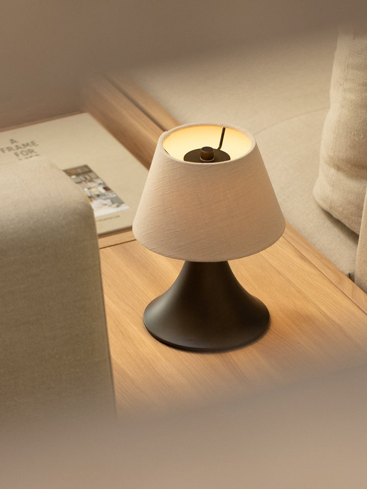 Portable Rechargeable Table Lamp - Cordless LED Bedside Lamp with Touch Dimming and Bronze Linen Shade 0