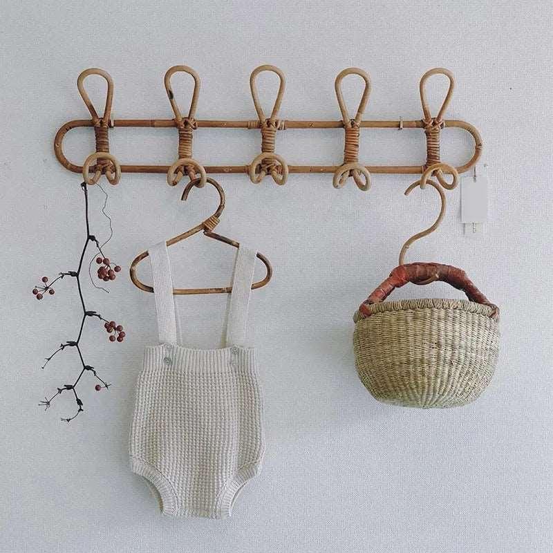 Rattan Wall Hooks in 5 hooks 58*8*20cm