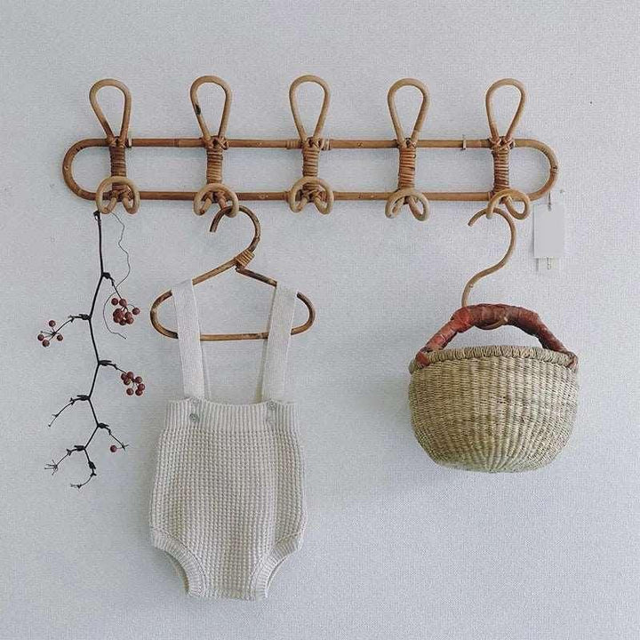 Rattan Wall Hooks in 5 hooks 58*8*20cm