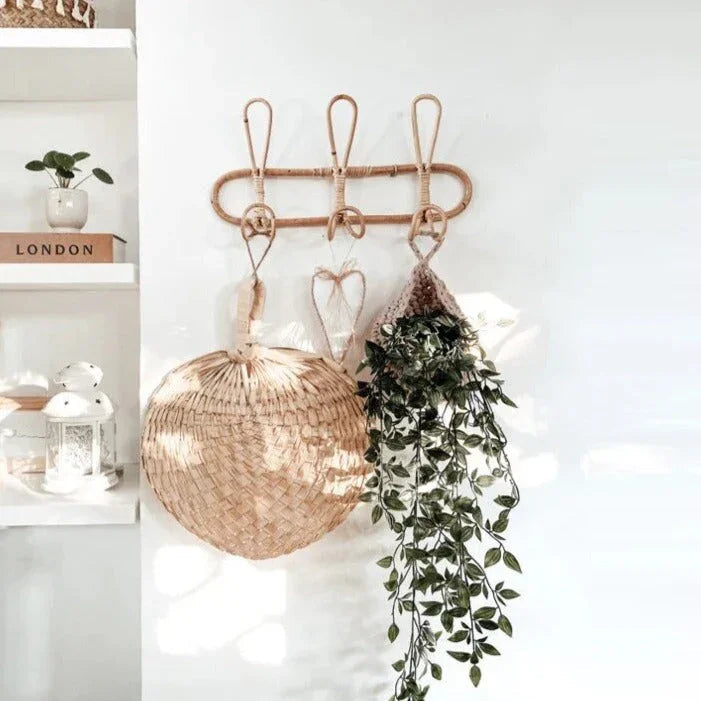 Rattan Wall Hooks in 3 hooks 40*8*20cm