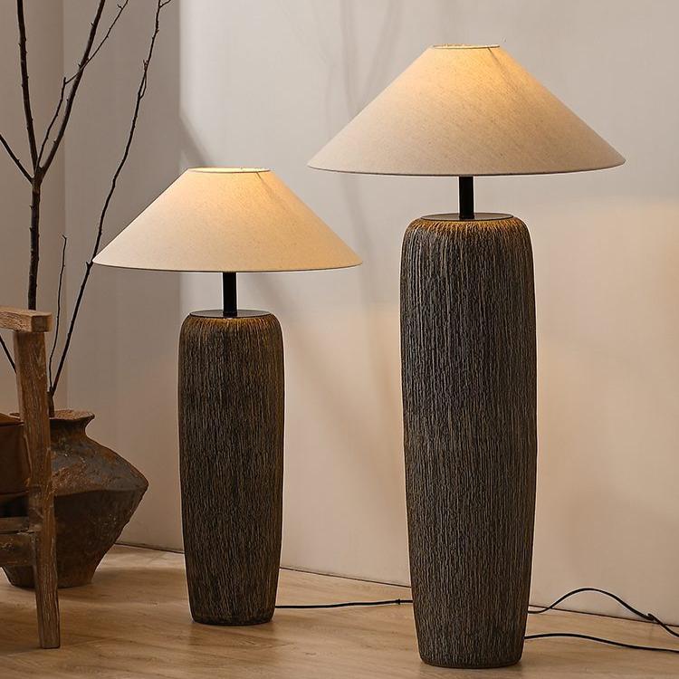 Reclaimed Wood Floor Lamp - Vintage Rustic Standing Lamp for Living Room with LED and Edison Bulb Compatibility