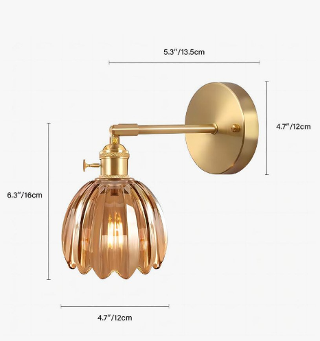 Retro Brass Wall Sconce with Fluted Glass Shade - Adjustable Wall Lamp for Bedside Reading Light 6