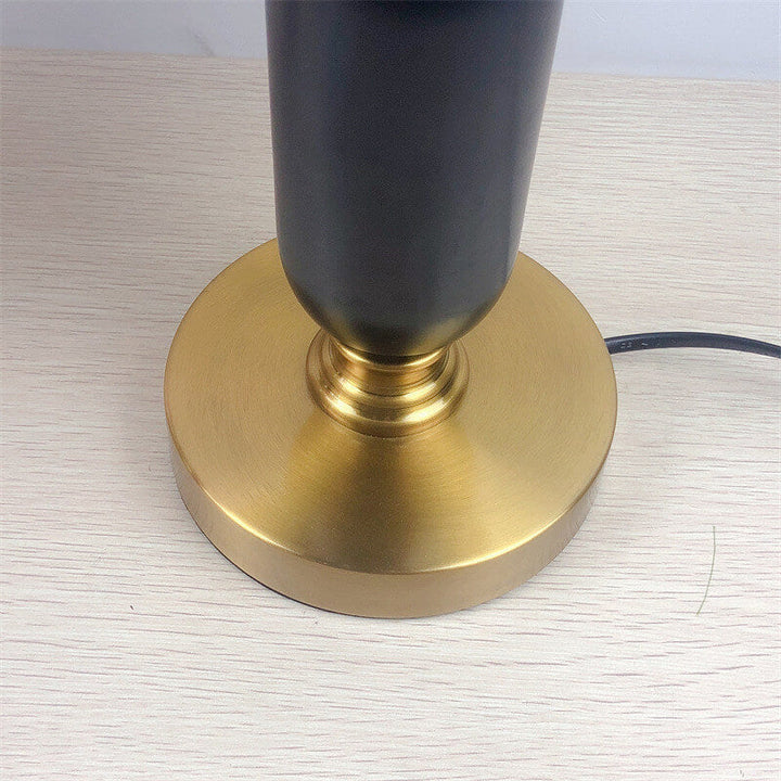 Retro Pleated Table Lamp with Black Shade - Vintage Brass Column Design for Bedroom and Living Room 5