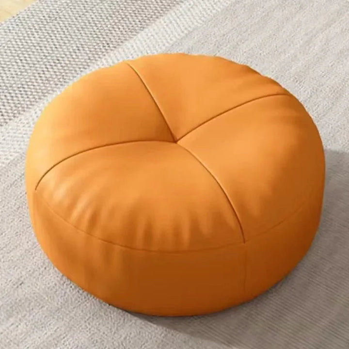 Round Nappa Leather Floor Cushion - Simple Japanese Style for Comfort and Relaxation 0