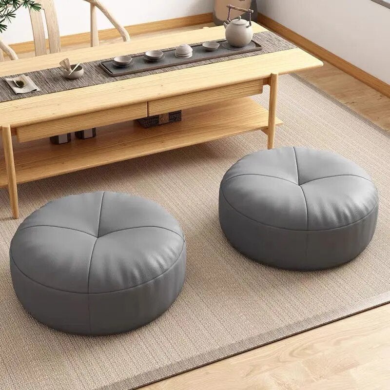 Round Nappa Leather Floor Cushion - Simple Japanese Style for Comfort and Relaxation 3
