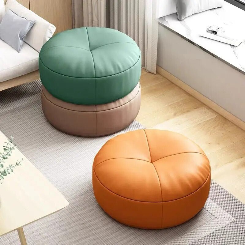 Round Nappa Leather Floor Cushion - Simple Japanese Style for Comfort and Relaxation 4
