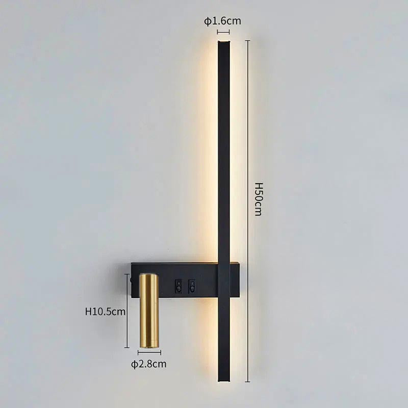Swivel LED Wall Light in Black and Gold, Left