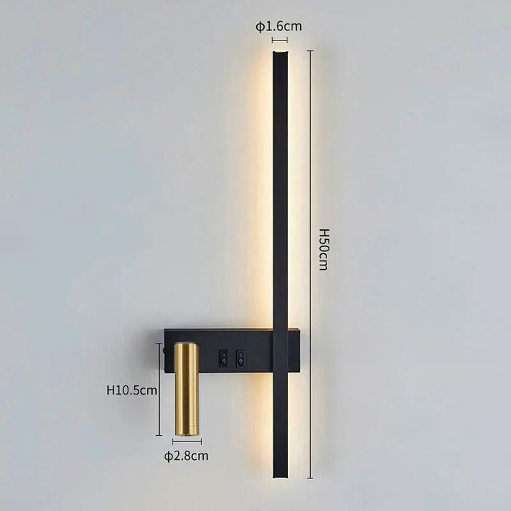 Swivel LED Wall Light in Black and Gold, Left