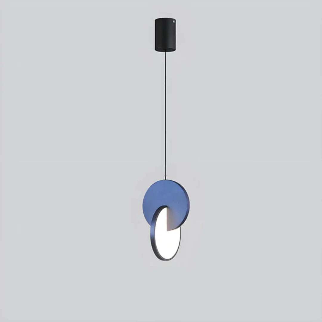 Asymmetric Disc LED Pendant Light in Blue