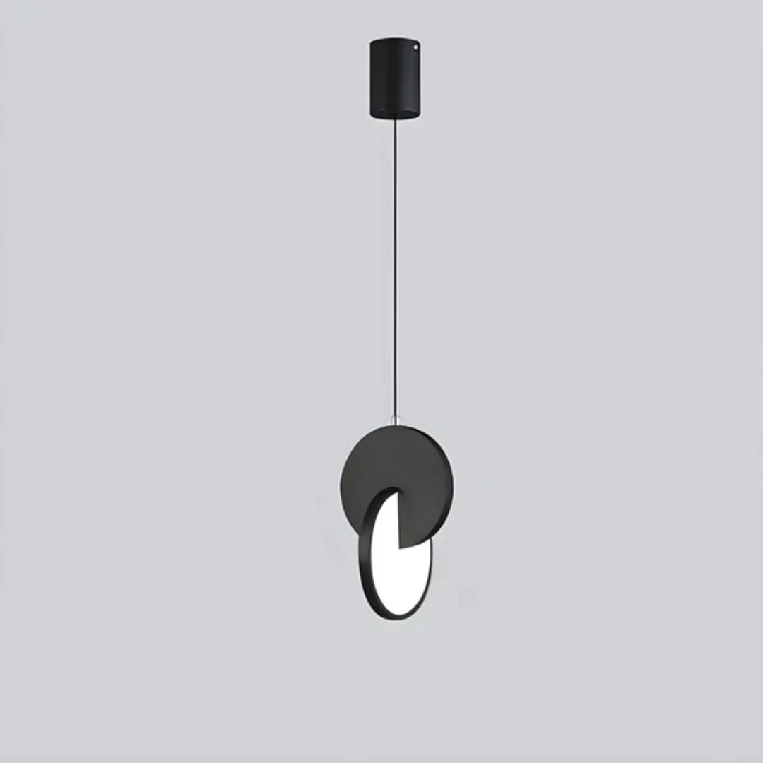 Asymmetric Disc LED Pendant Light in Black