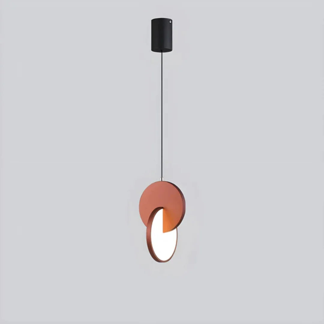 Asymmetric Disc LED Pendant Light in Red