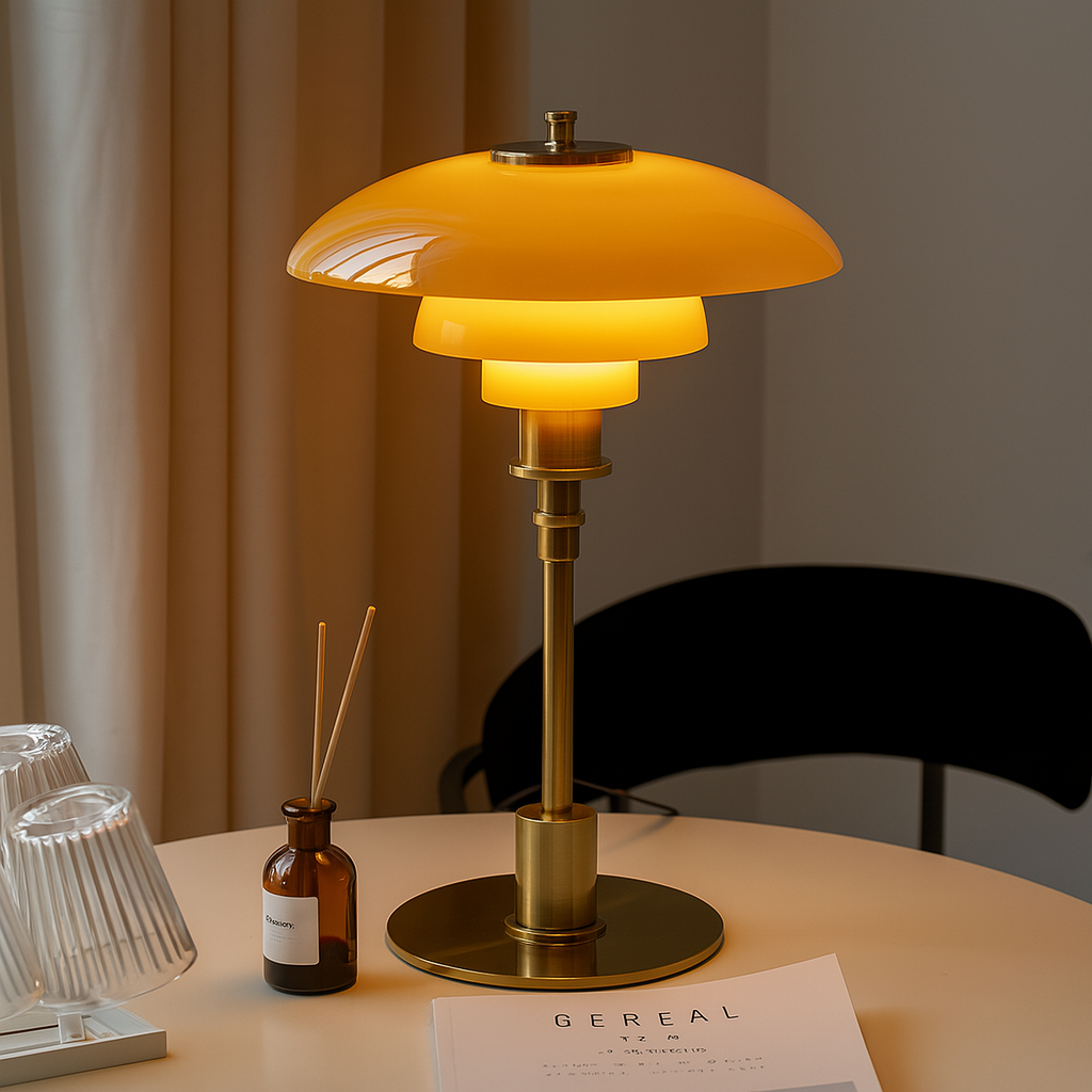 Scandinavian Minimalist Table Lamp with LED Light - Modern Iron and Glass Design for Bedside or Desk Use 0